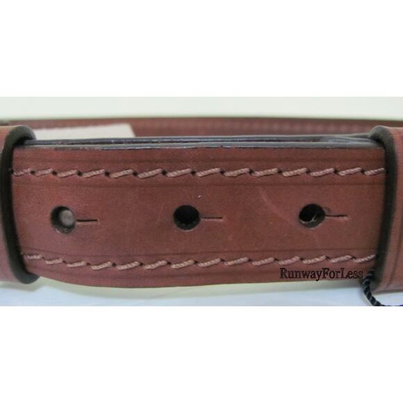 Italy New $350 BURBERRY Women\'s Brown Rustic Vintage Styl Leather Belt US28 EU70